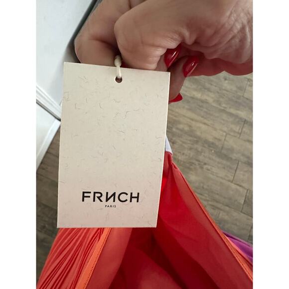 NWT FRNCH Women's Orange Manelle Fluid Cut Crew Neck A-line Dress Size Small - Picture 11 of 12